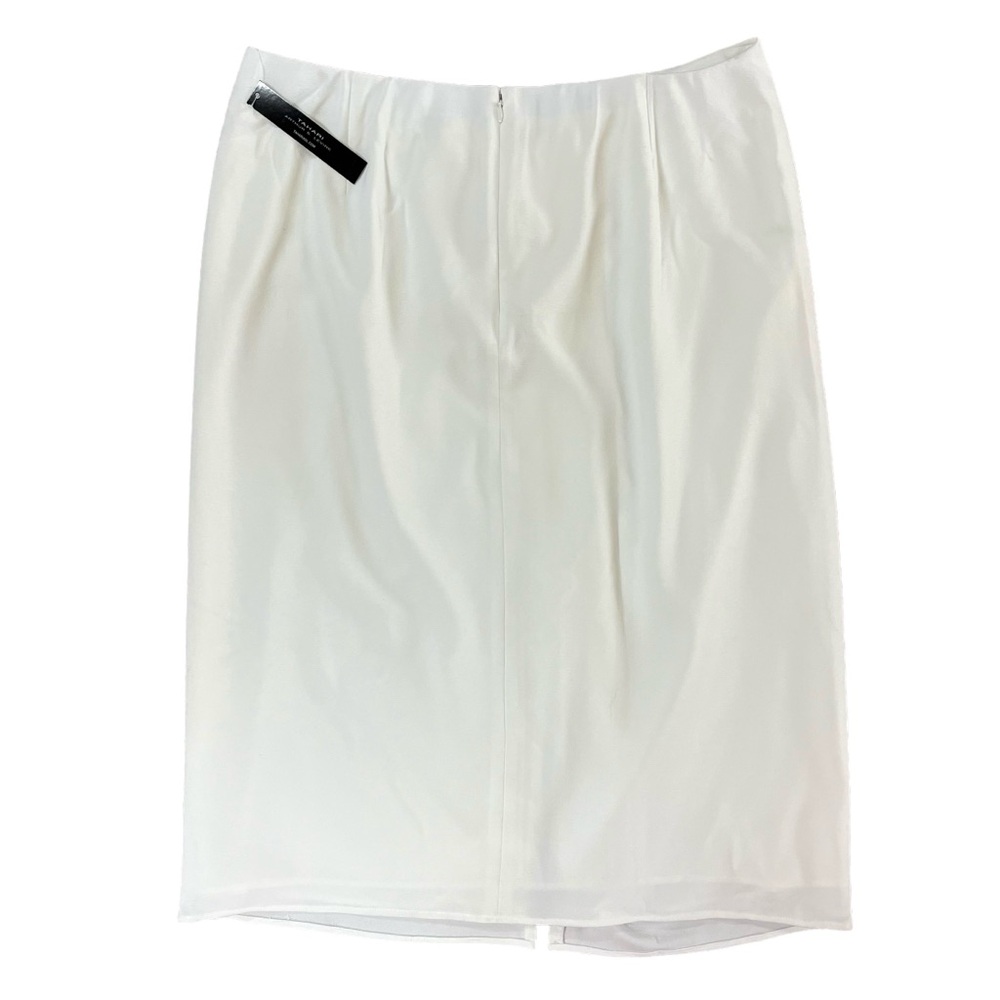 Tahari Arthur S Levine Pleaded Skirt Pearl White Womens Size 18 - NWT - Picture 2 of 8